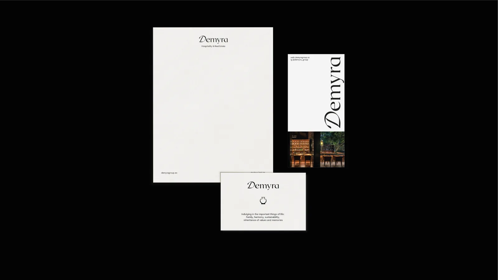 Letterhead, compliment slip and card with generous white space