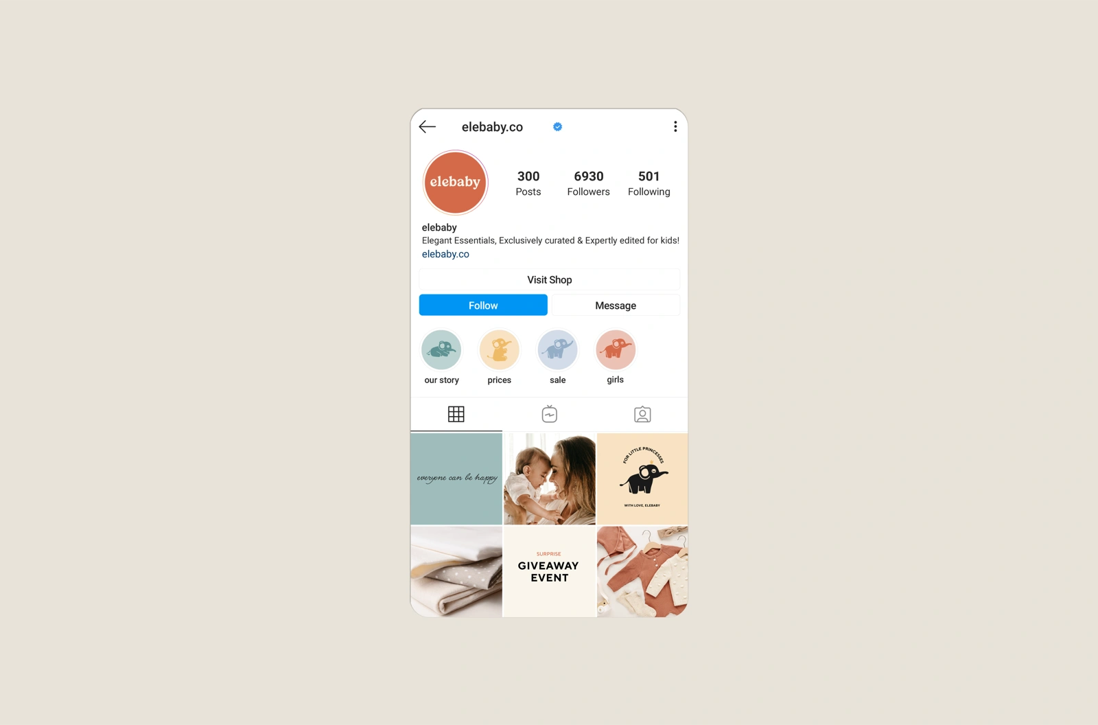 Instagram story and feed templates for elebaby