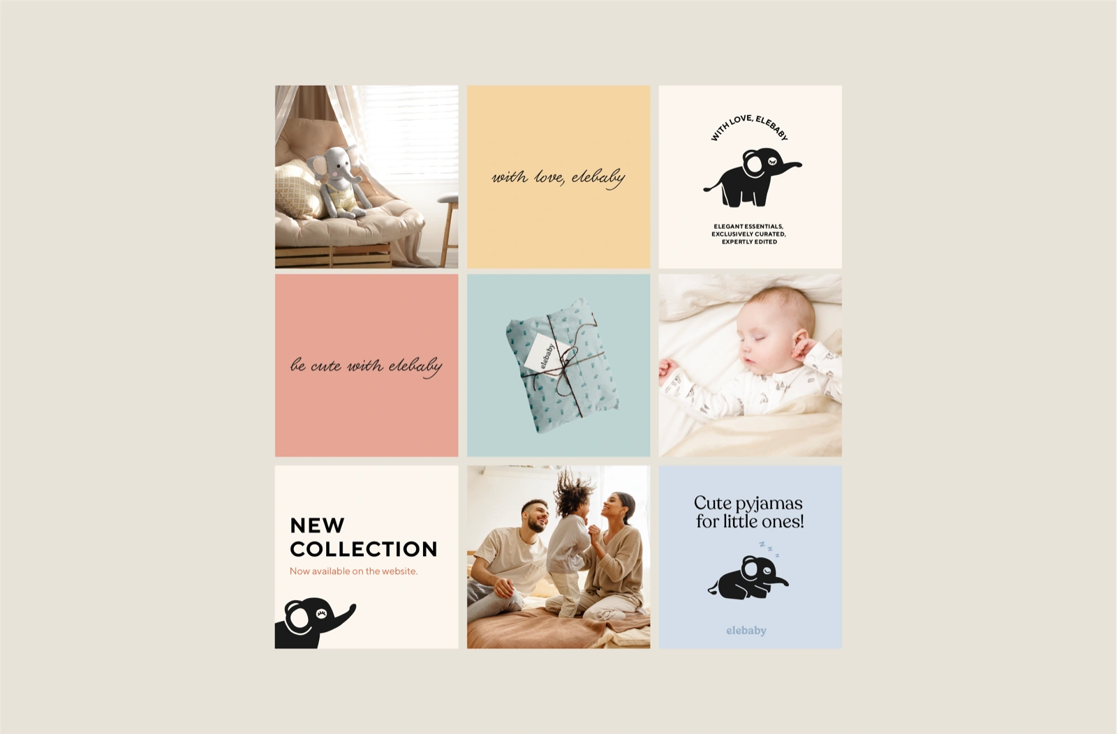 Social media post layouts in brand color palette