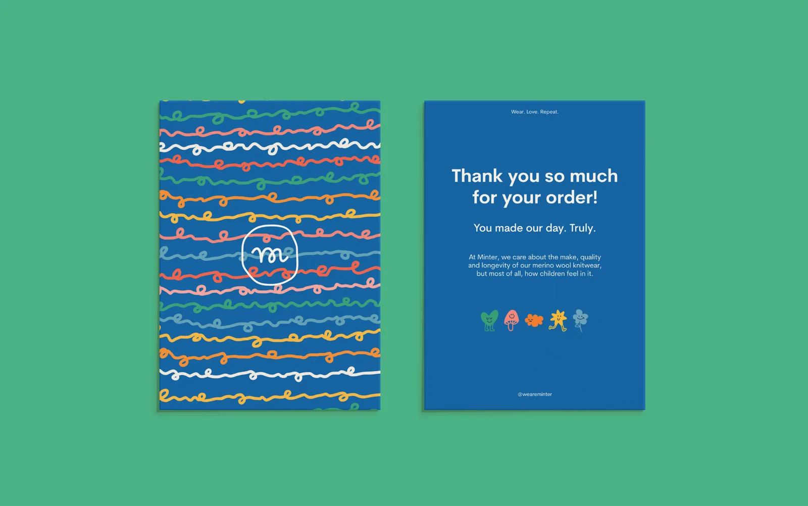 Thank you card - knit loop pattern front and message back