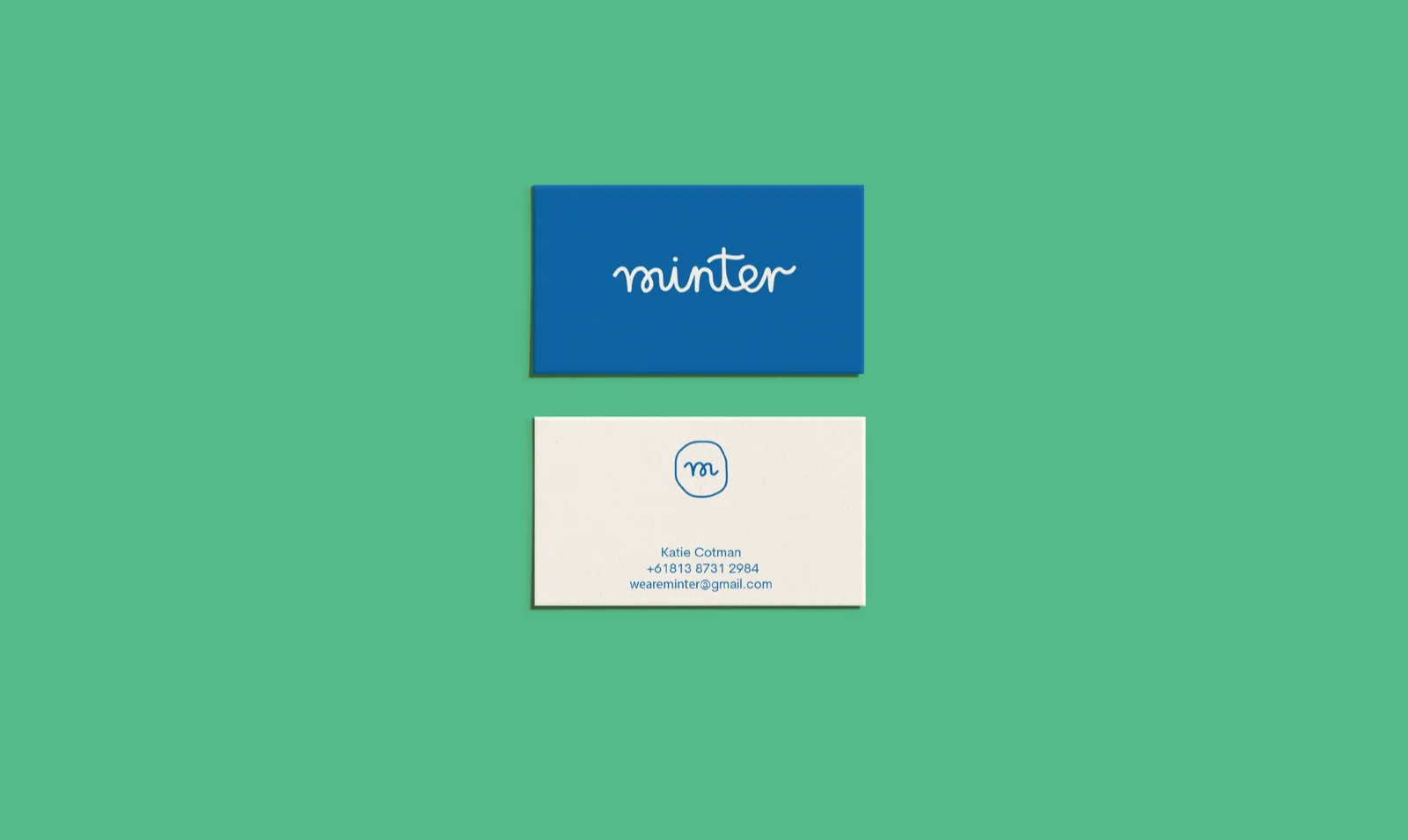 Business card - cobalt front and cream back